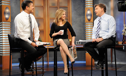 CNBC news anchor Becky Quick interviews Warren Buffett in early-2019.